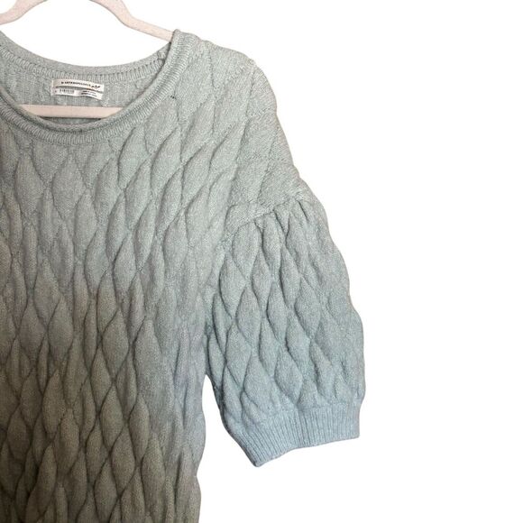 Anthropologie Bonnie Quilted Eyelash Sweater Large Blue Wool Blend Pullover - Picture 4 of 8